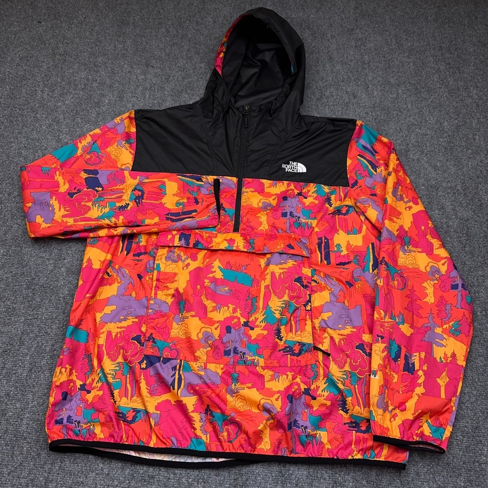 The North Face Novelty Fanorak Jacket Men's XL Mr. Pink Abstract Print Anorak